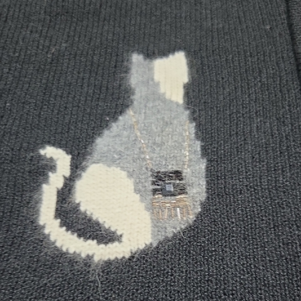 Coldwater Creek Black Sweater with Cat Design - Picture 6 of 10